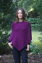 Load image into Gallery viewer, Lothlorian knit plain poncho possum/merino Berry