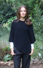 Load image into Gallery viewer, Lothlorian knit plain poncho possum/Merino midnight blue
