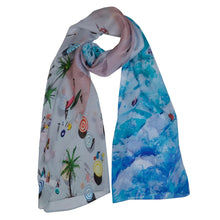 Load image into Gallery viewer, Wearable art scarf the silk beach life