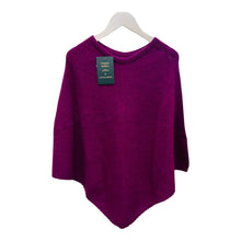 Load image into Gallery viewer, Lothlorian knit plain poncho possum/merino Berry