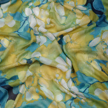 Load image into Gallery viewer, Wearable art scarf the modal/silk mustard/aqua