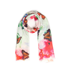 Load image into Gallery viewer, Wearable art scarf the modal/silk butterflies