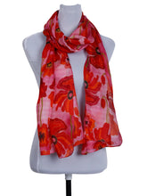 Load image into Gallery viewer, Wearable art scarf the silk poppies