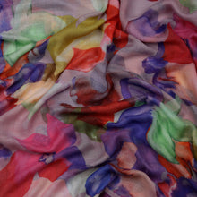Load image into Gallery viewer, Wearable art scarf the modal/silk purple flowers