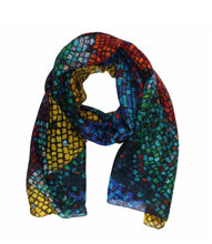 Load image into Gallery viewer, Wearable art scarf the silk collection mosaic
