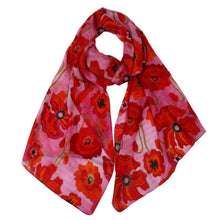 Load image into Gallery viewer, Wearable art scarf the silk poppies