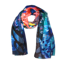 Load image into Gallery viewer, Wearable art scarf the silk collection samphire nights