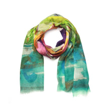 Load image into Gallery viewer, Wearable art scarf the silk collection watercolor