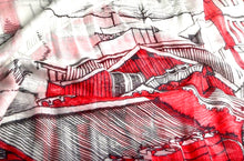 Load image into Gallery viewer, Wearable art scarf merino wool silk Coral city