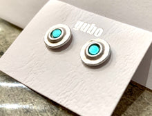 Load image into Gallery viewer, hand blown glass earrings silver aqua
