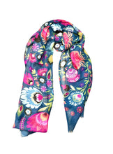 Load image into Gallery viewer, Wearable art scarf merino wool silk folk