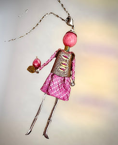 French doll necklace Paris dust pink