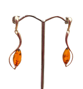 Amber earrings drop 2.5 cm