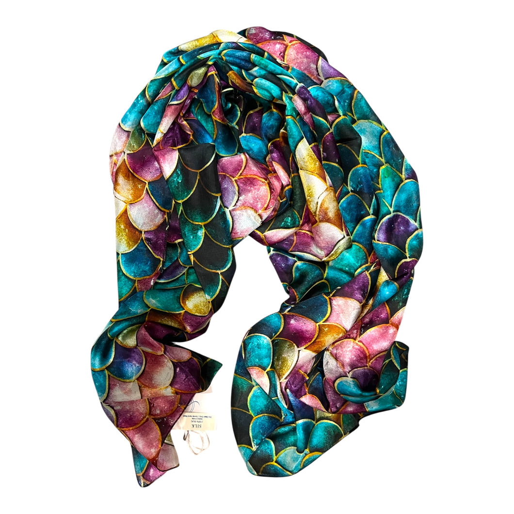 Wearable art silk scarf emerald fusion