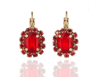 FIRUCCI FUCHSIA & ORANGE OVAL CRYSTAL SET DROP EARRINGS