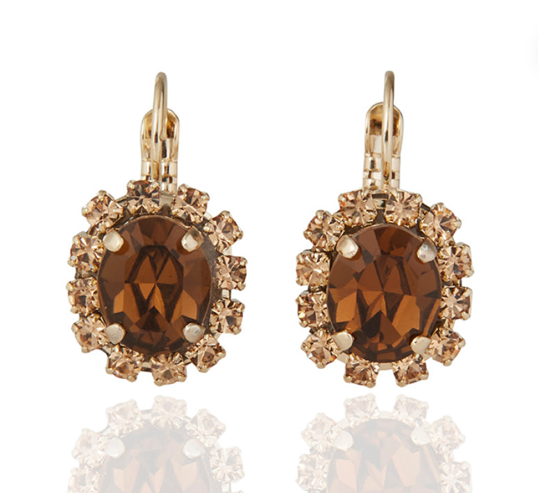 FIRUCCI TOPAZ OVAL CRYSTAL  DROP EARRINGS.