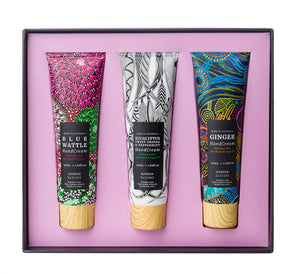 Indigenous HANDCREAM TRIO -
BLUE WATTLE, EUCALYPTUS, GINGER