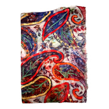 Load image into Gallery viewer, Art embroidery scarf merino wool paisley
