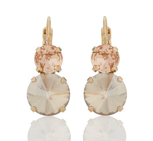FIRUCCI CHAMPAGNE & LIGHT PEACH DOUBLE DROP 
EARRINGS.