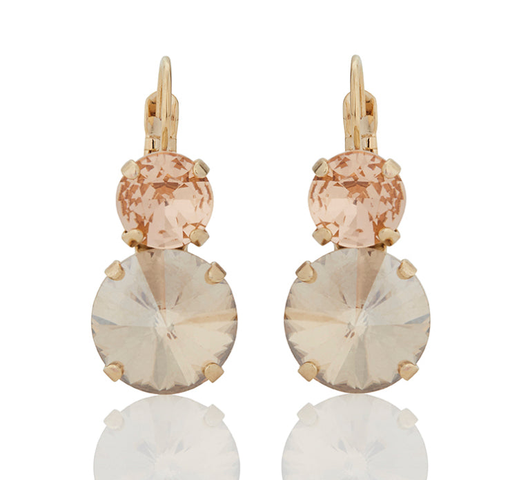 FIRUCCI CHAMPAGNE & LIGHT PEACH DOUBLE DROP 
EARRINGS.