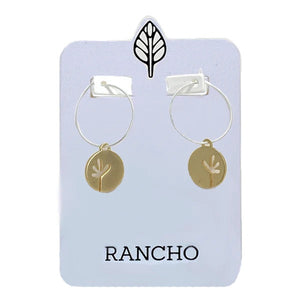 Rancho gold/silver hoop plant earrings.