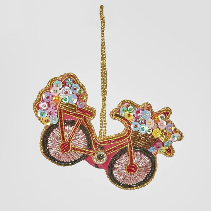 Vixen & Velvet FLORA BICYCLE HANGING sequin tree decor