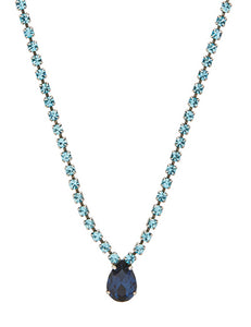 FIRUCCI  SAPPHIRE TEARDROP & AQUA CRYSTAL STRAND NECKLACE