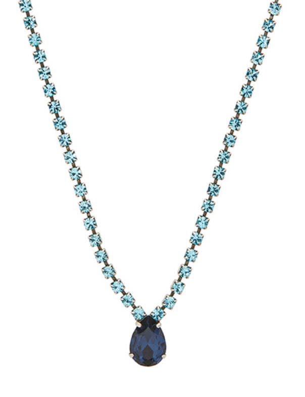 FIRUCCI  SAPPHIRE TEARDROP & AQUA CRYSTAL STRAND NECKLACE
