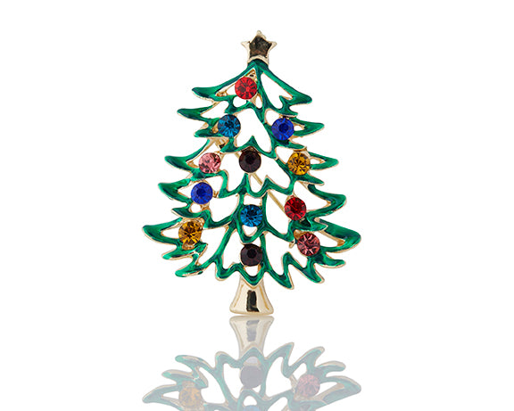 Firucci crystal broach christmas tree