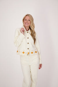Gabby Isabella flower hem denim jacket