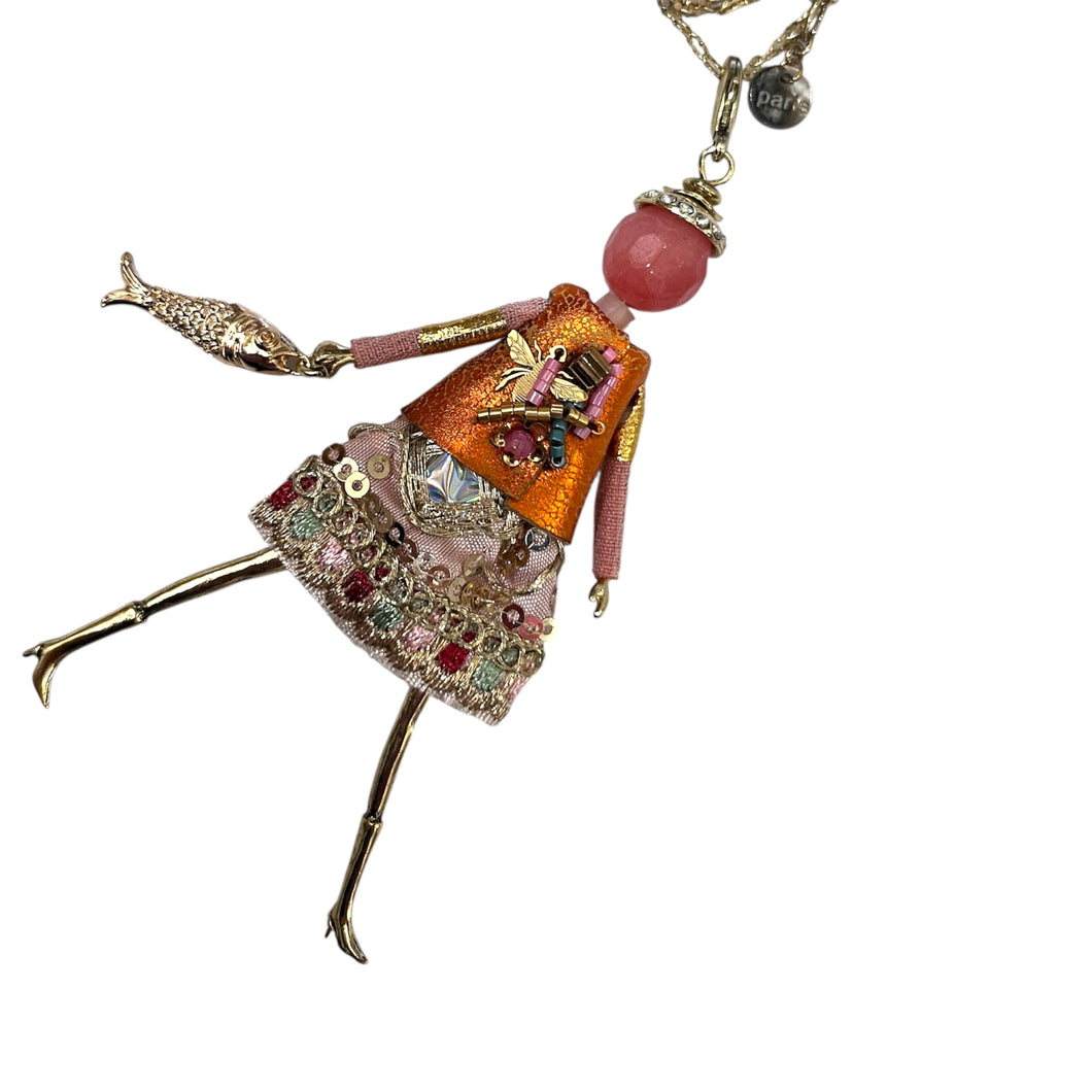 French doll necklace metalic sea