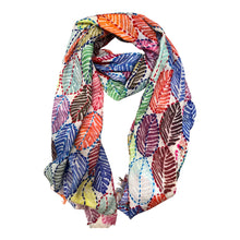 Load image into Gallery viewer, Art embroidery scarf merino wool autumn leaves
