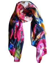 Load image into Gallery viewer, Painted and embroidered scarf fuchsia
