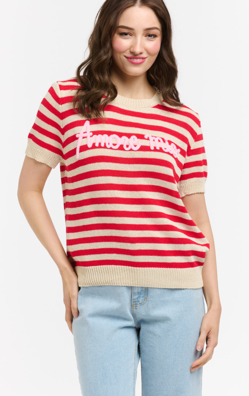 Urban Luxury Striped Sweater AMORE MIO Red