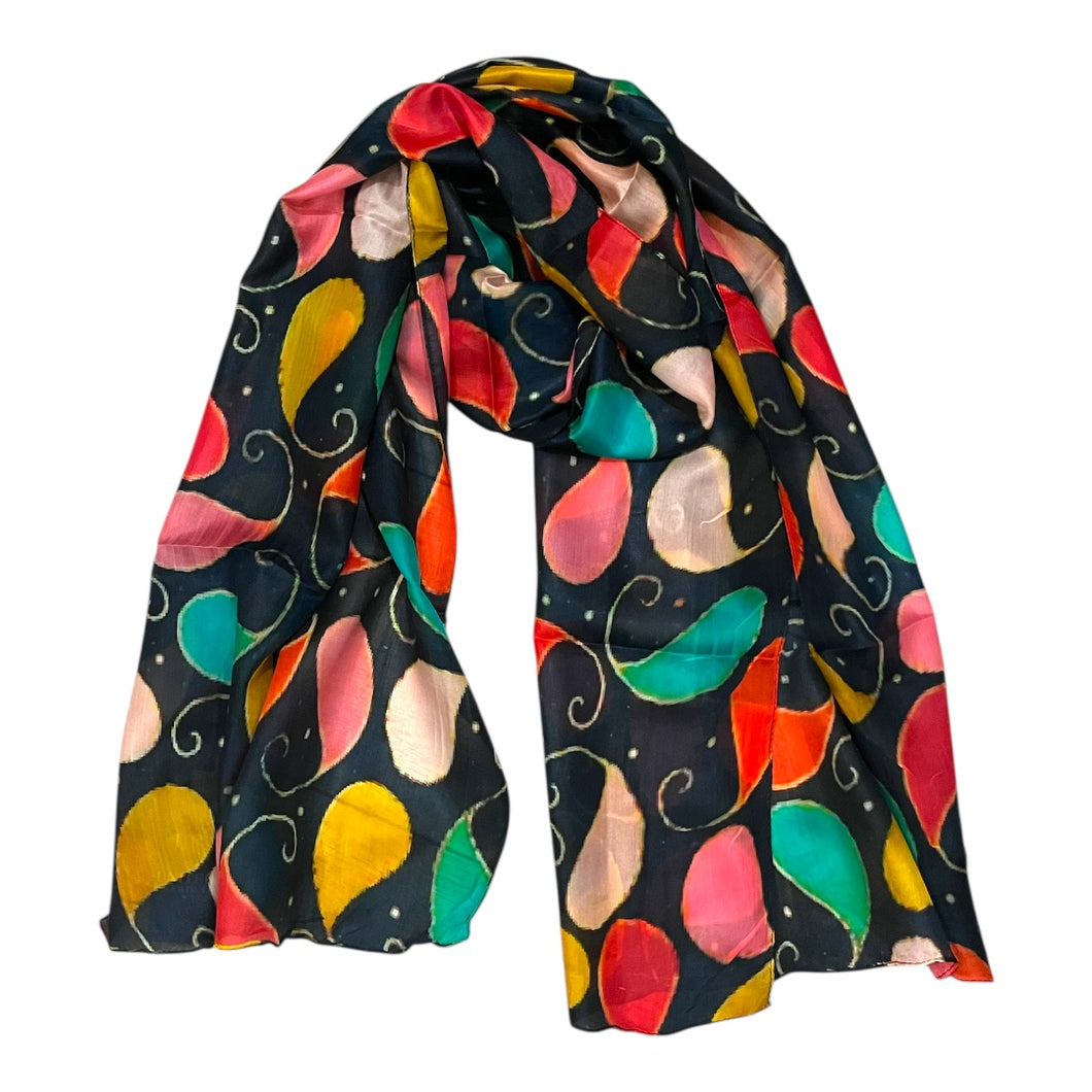Wearable art scarf the silk paisleys