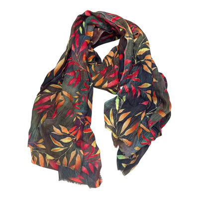 Fine Australian merino scarf autumn leaves