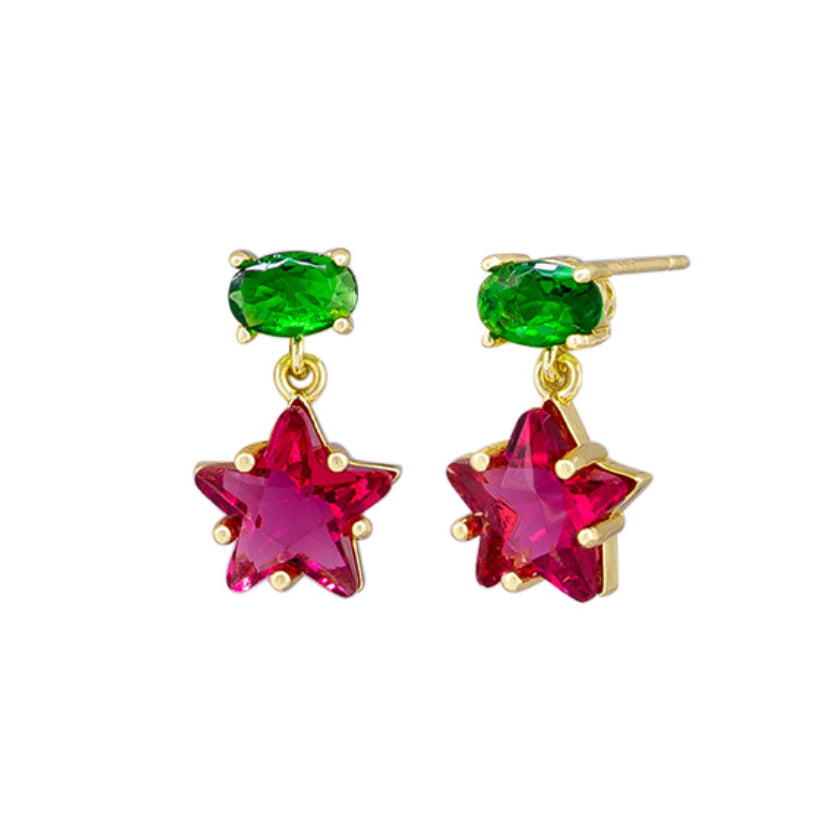 Tiger tree Crystal Star earings