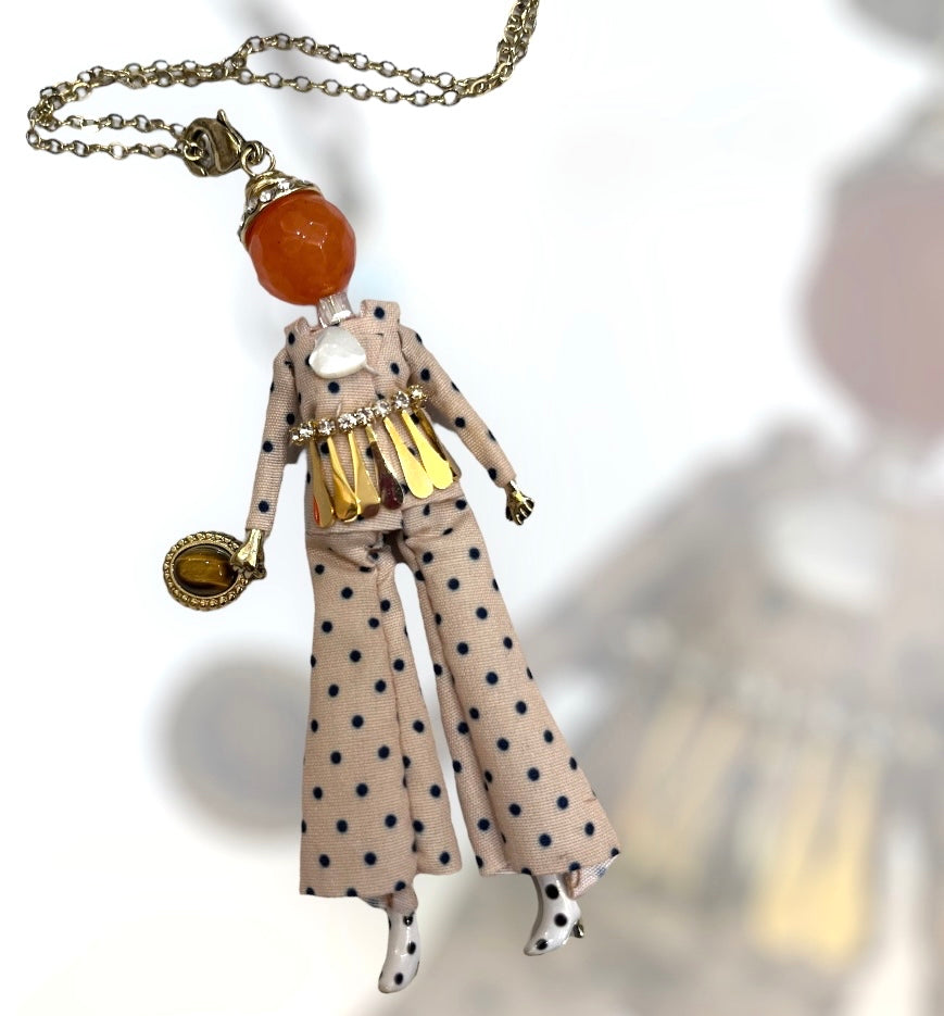 French doll necklace polka dot.