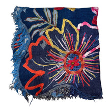 Load image into Gallery viewer, Art embroidery scarf merino wool silk flower
