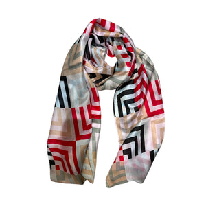 Wearable art silk scarf abstracts stripes