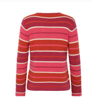 Load image into Gallery viewer, Mansted Chloe COTTON BLEND STRIPE CREW NECK KNIT DARK PINK
