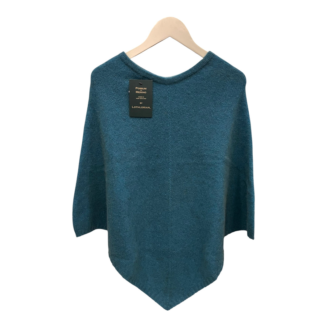 Lothlorian knit plain poncho possum/merino Teal