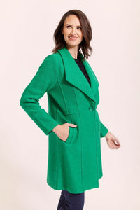 See Saw Wool  Long Line 1 Button Pea Coat emerald