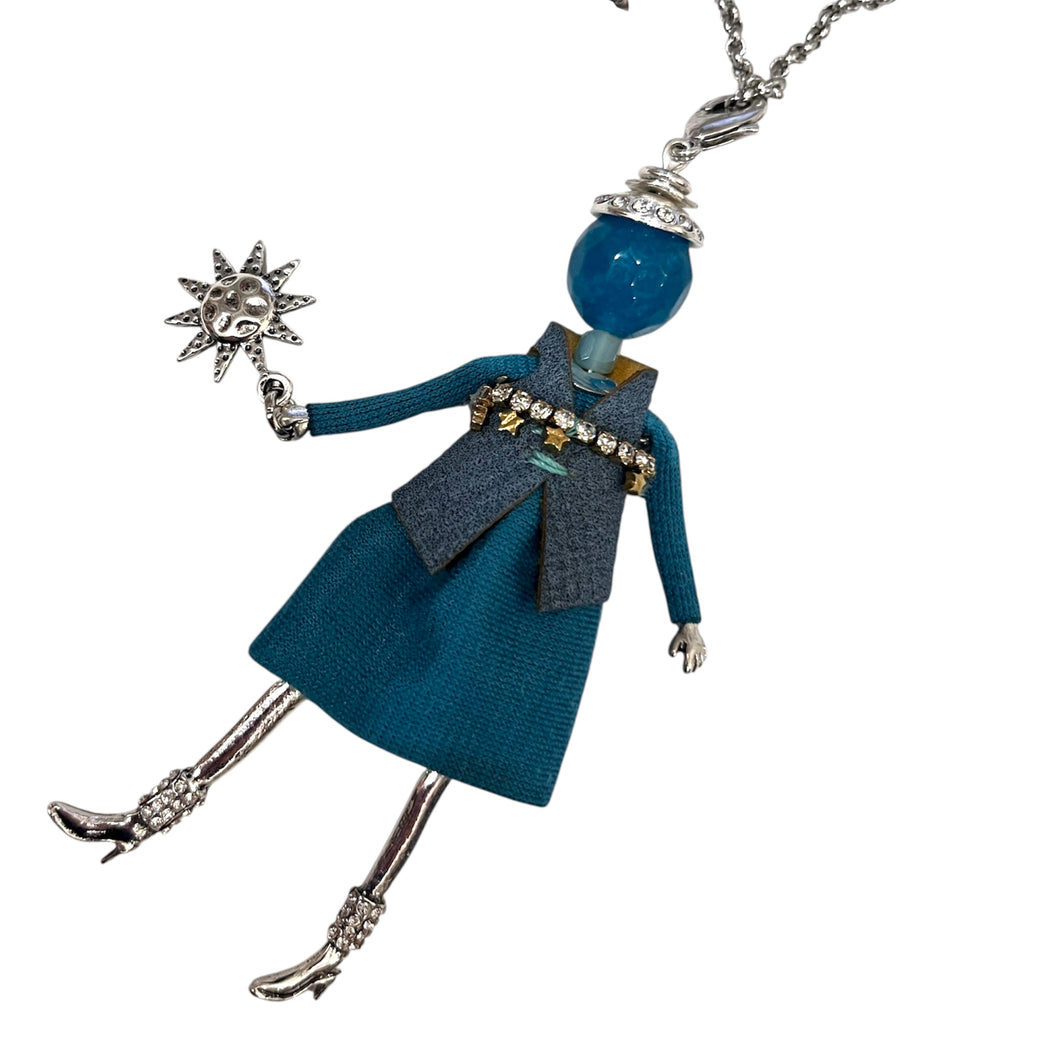 French doll necklace emerald star