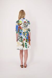 Gabby Isabella multi paterned pleated shirt dress