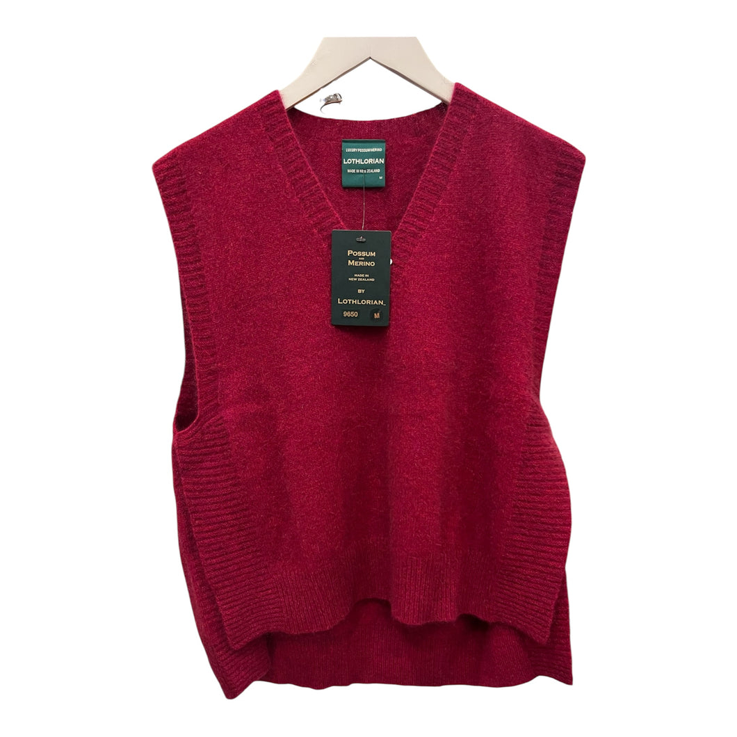 Lothlorian possum/merino Ride vest Rasberry