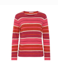 Load image into Gallery viewer, Mansted Chloe COTTON BLEND STRIPE CREW NECK KNIT DARK PINK
