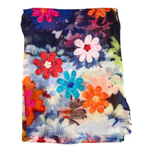 Load image into Gallery viewer, Art embroidery scarf merino wool garden
