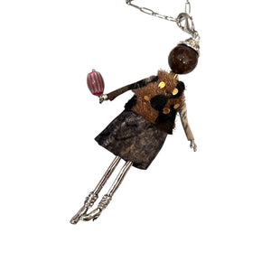 French doll necklace leopard