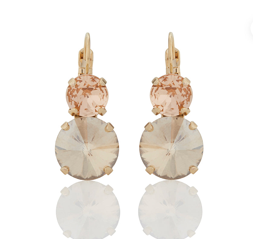 Firucci crystal CHAMPAGNE & LIGHT PEACH DOUBLE DROP